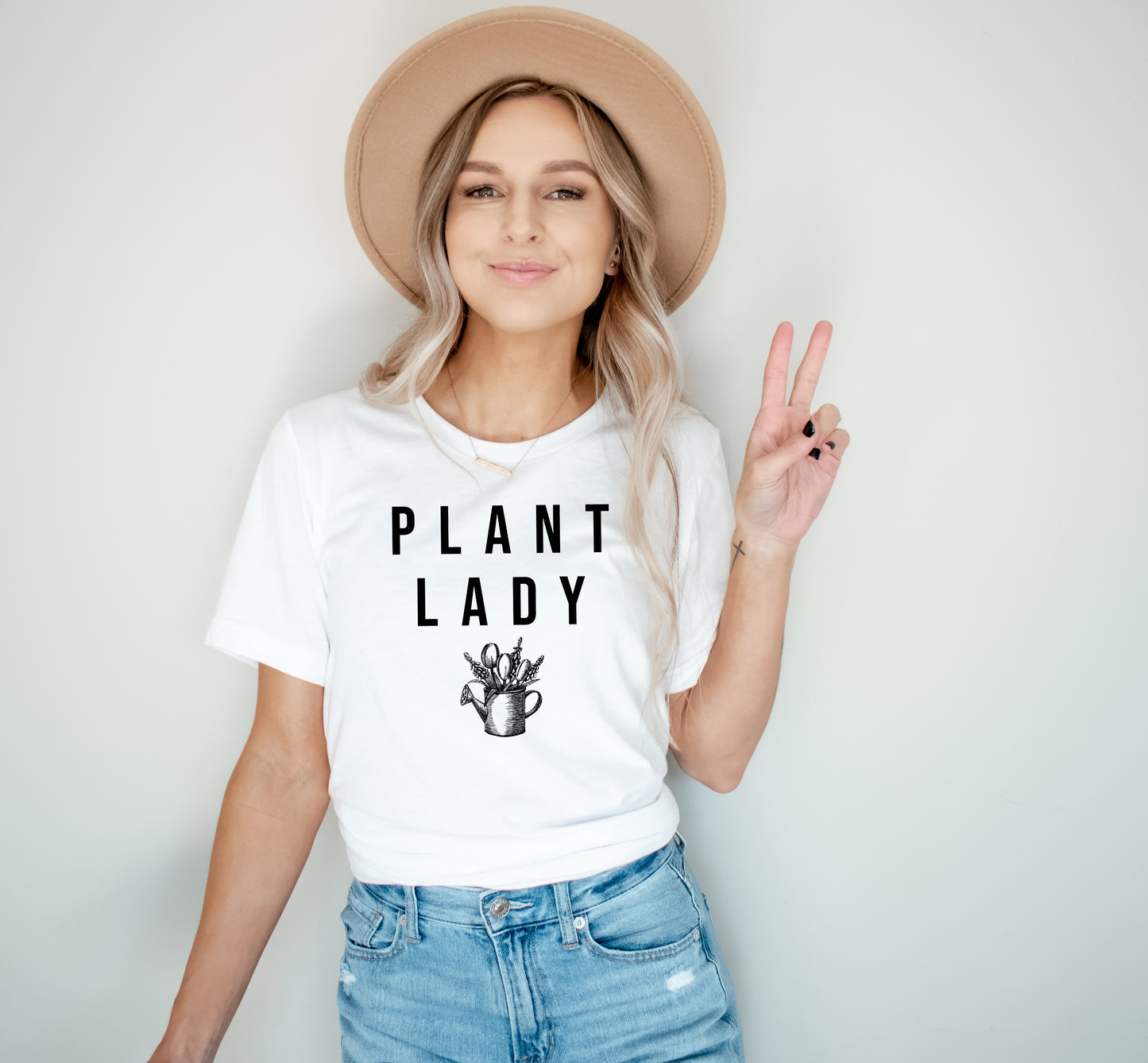 Plant Lady with Flower Watering Can Sights Ink Graphic Tee