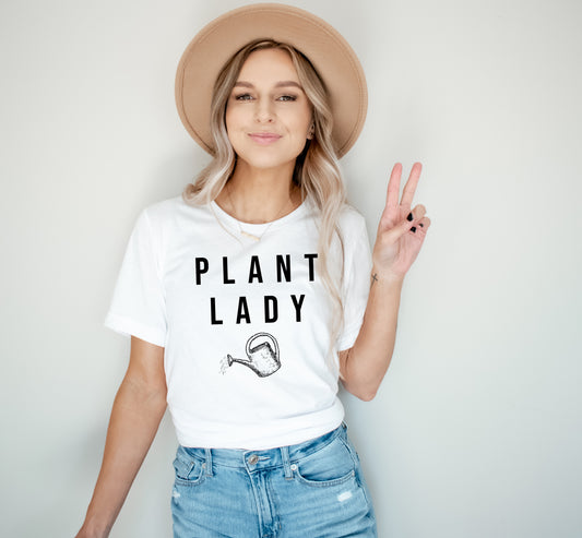 Plant Lady with Watering Can Gardening Sights Ink Graphic Tee