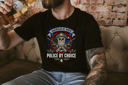 American By Birth, Police Officer By Choice Sights Ink Graphic Tee