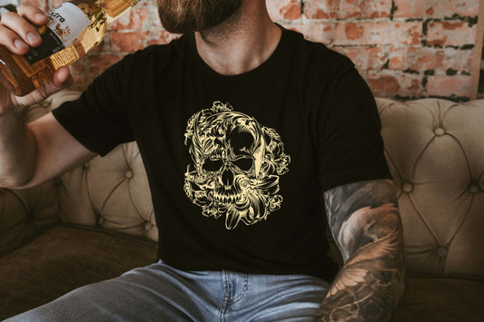 Flowers and Skulls Sights Ink Graphic Tee