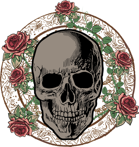 Skull And Rose Bush Sights Ink Graphic Tee