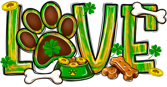 Love Dog Paw St. Patricks Day Transfer