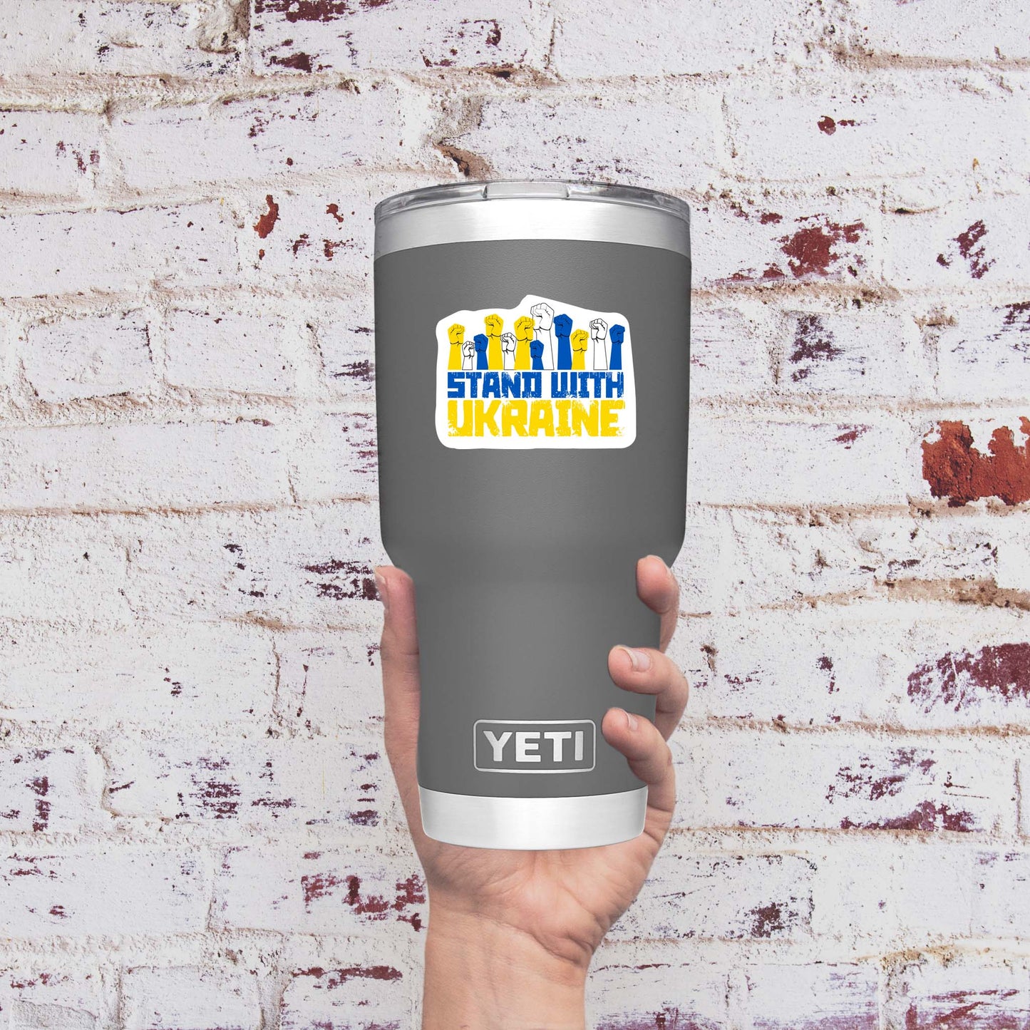 We Stand With Ukraine Raised Fists Sticker