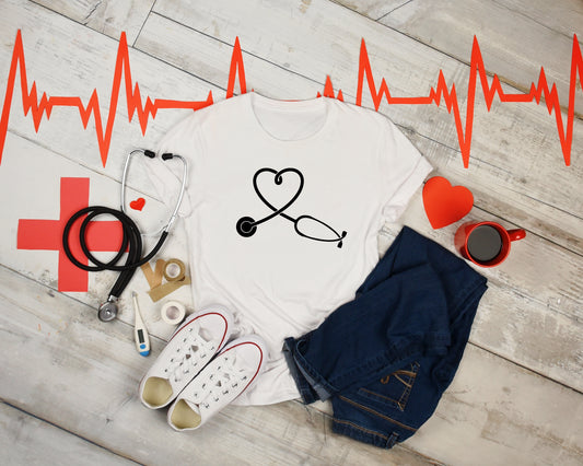 Heart Stethoscope Sights Ink Graphic Tee