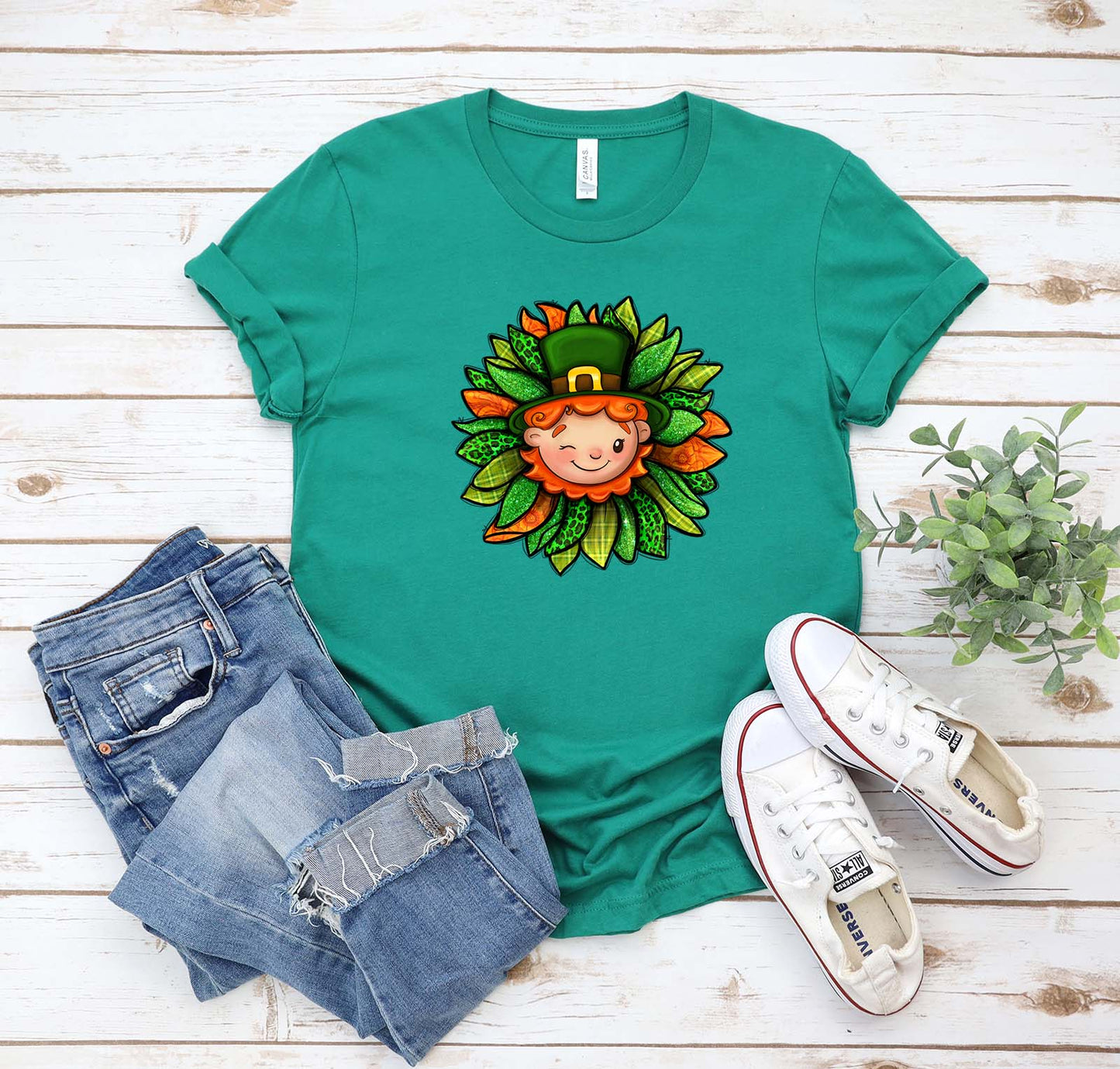 Sunflower Leprechaun St. Patricks Day Transfer