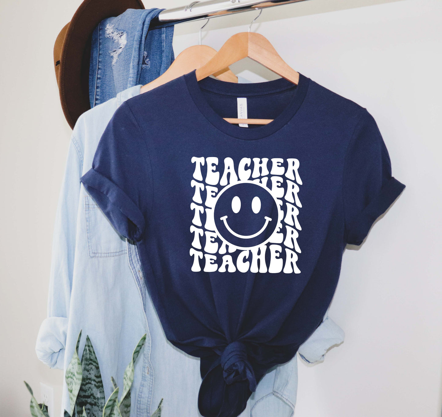 Wavy Retro Teacher Smile Face Sights Ink Graphic Tee
