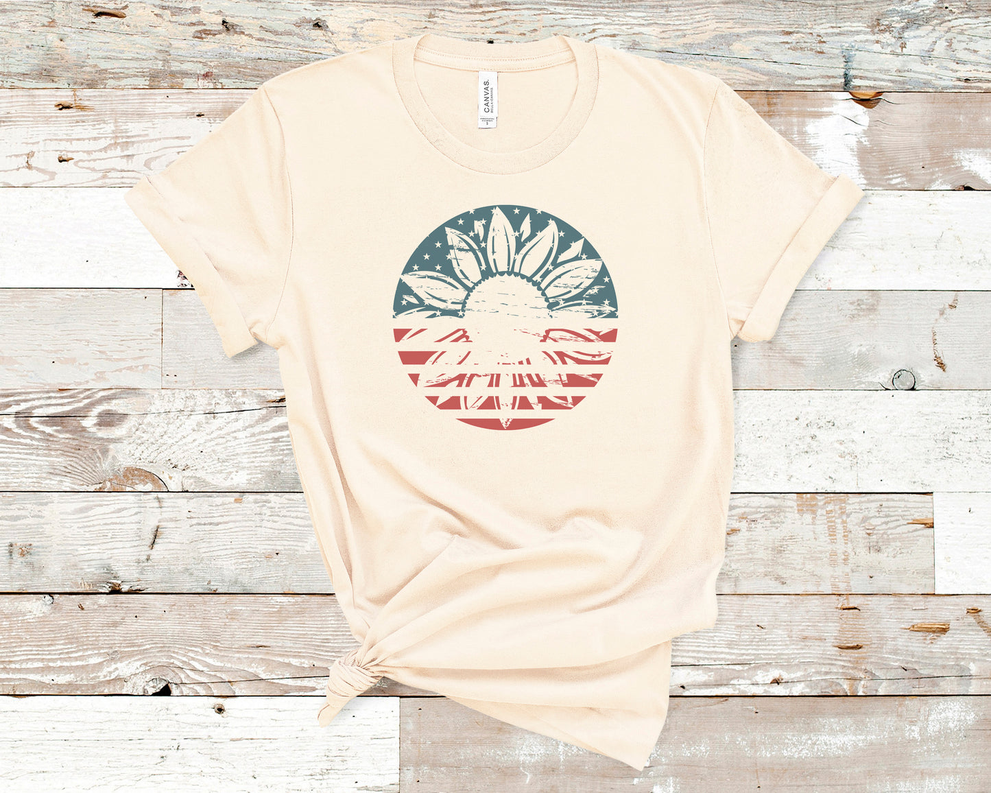 Circle Sunflower Flag 4th Of July Sights Ink Graphic Tee